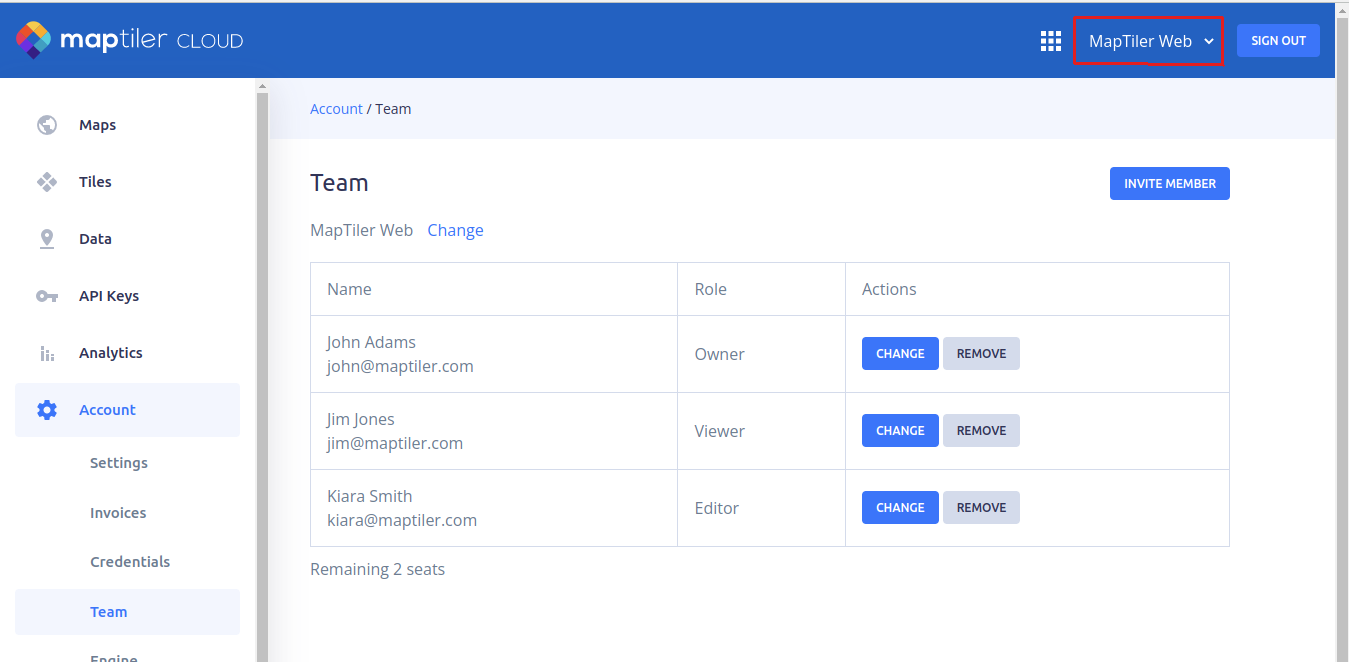 MapTiler Team account
