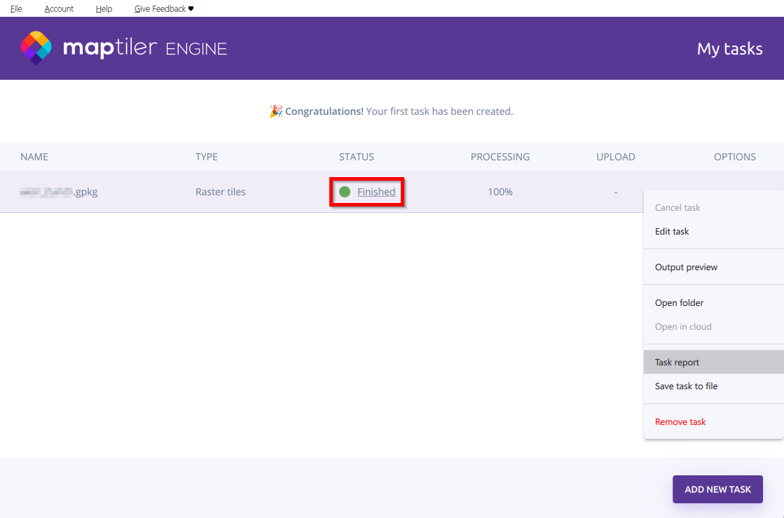 View task report