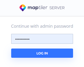 Log in to MapTiler Server admin interface