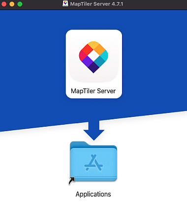 DMG installation: Drag and drop MapTiler Server to Applications