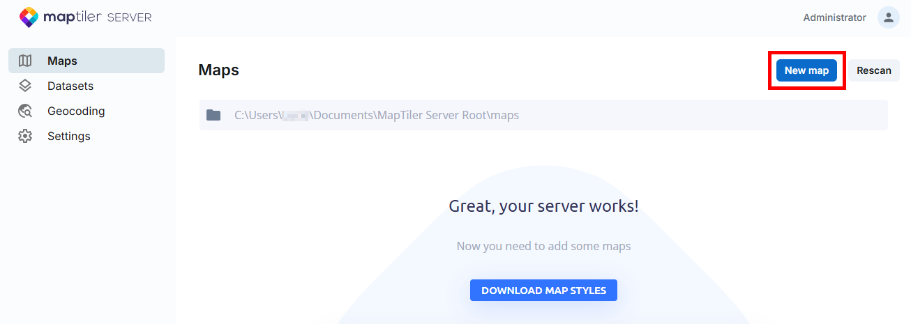 New map button